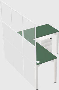 Shared l-shaped cubicle