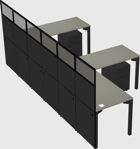 Shared l-shaped cubicle
