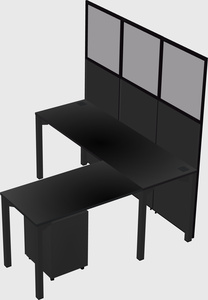 Shared l-shaped cubicle