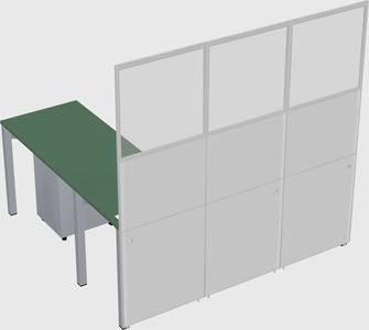 Shared l-shaped cubicle