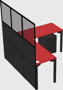Shared l-shaped cubicle