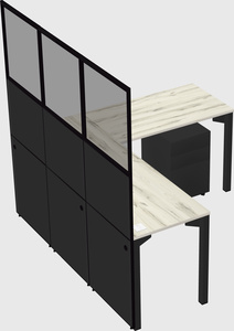 Shared l-shaped cubicle