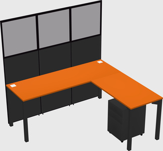 Shared l-shaped cubicle