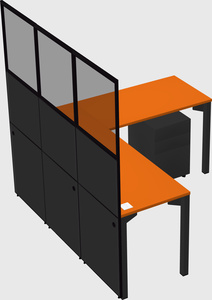Shared l-shaped cubicle