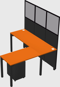 Shared l-shaped cubicle