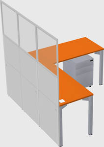 Shared l-shaped cubicle
