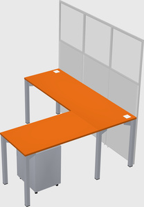 Shared l-shaped cubicle