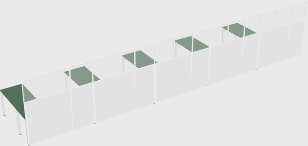 Shared l-shaped cubicle