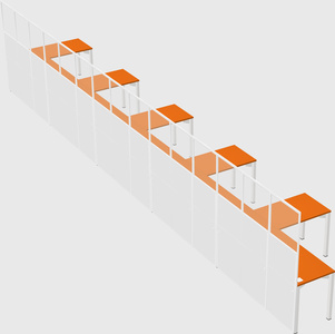 Shared l-shaped cubicle