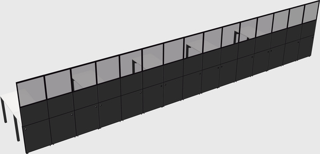 Shared l-shaped cubicle