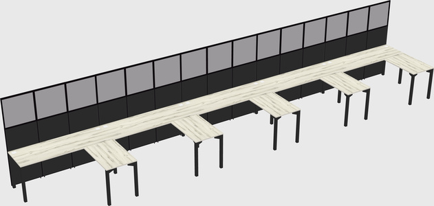 Shared l-shaped cubicle