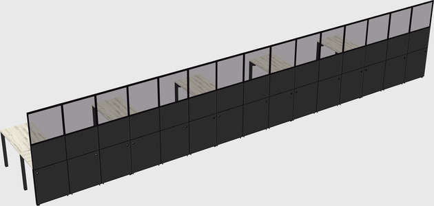 Shared l-shaped cubicle