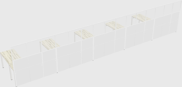 Shared l-shaped cubicle