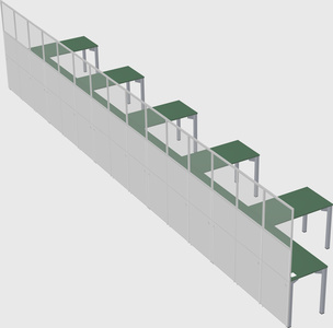 Shared l-shaped cubicle