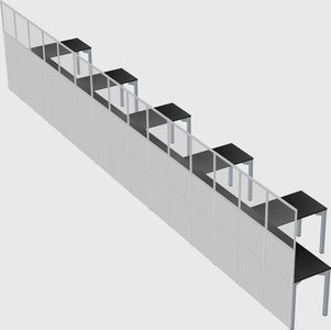 Shared l-shaped cubicle
