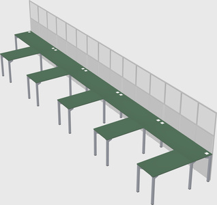 Shared l-shaped cubicle