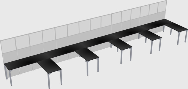 Shared l-shaped cubicle