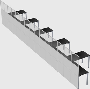 Shared l-shaped cubicle