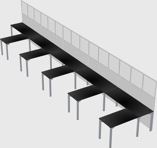 Shared l-shaped cubicle