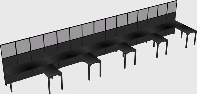 Shared l-shaped cubicle
