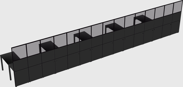 Shared l-shaped cubicle