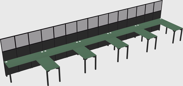 Shared l-shaped cubicle