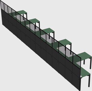 Shared l-shaped cubicle