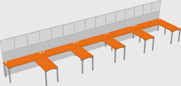 Shared l-shaped cubicle