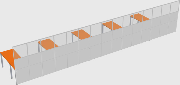 Shared l-shaped cubicle