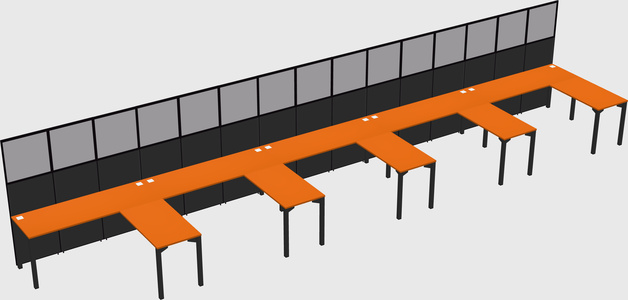 Shared l-shaped cubicle