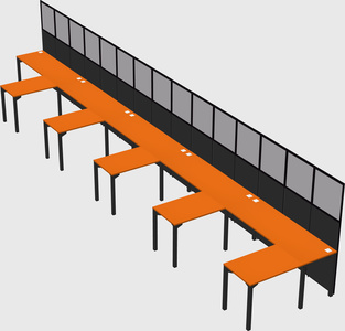 Shared l-shaped cubicle
