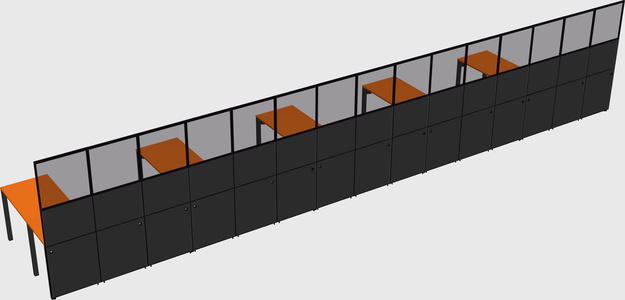 Shared l-shaped cubicle