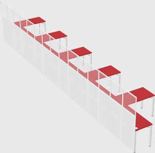 Shared l-shaped cubicle