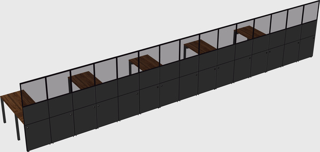 Shared l-shaped cubicle