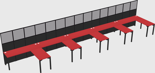 Shared l-shaped cubicle