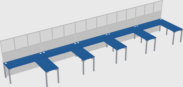 Shared l-shaped cubicle