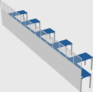Shared l-shaped cubicle