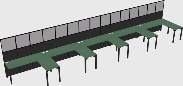 Shared l-shaped cubicle