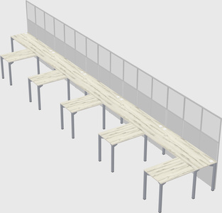 Shared l-shaped cubicle