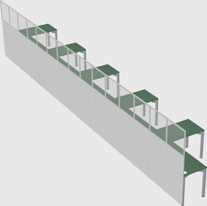 Shared l-shaped cubicle