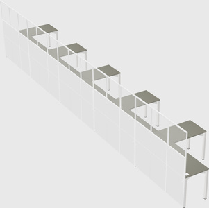 Shared l-shaped cubicle