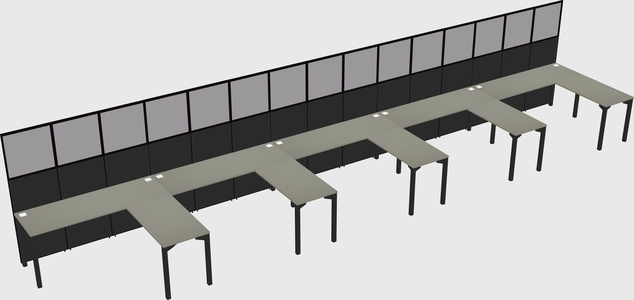 Shared l-shaped cubicle