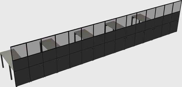Shared l-shaped cubicle