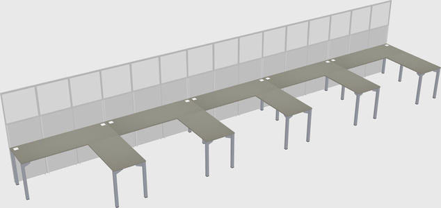 Shared l-shaped cubicle