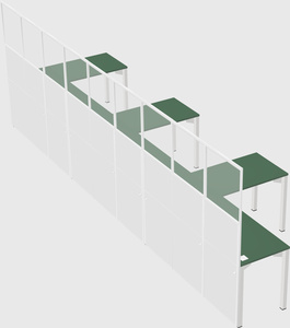 Shared l-shaped cubicle