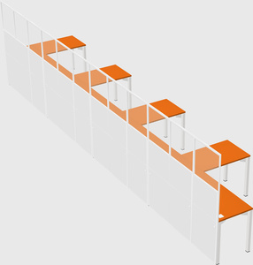 Shared l-shaped cubicle