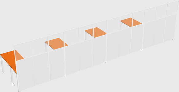Shared l-shaped cubicle