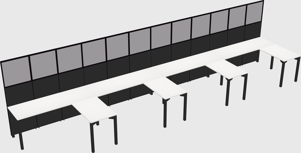 Shared l-shaped cubicle