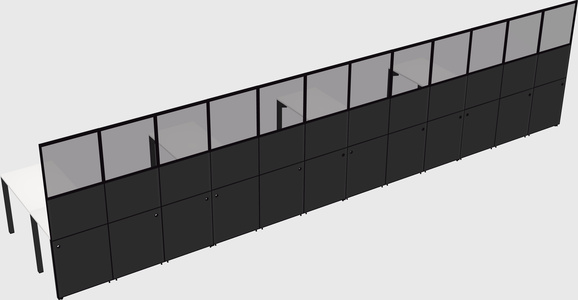 Shared l-shaped cubicle