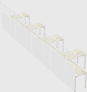 Shared l-shaped cubicle